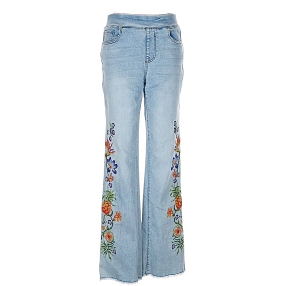 DG2 by Diane Gilman Denim - DG2 by Diane Gilman New Classic Stretch Pull on Embroidered Jeans
